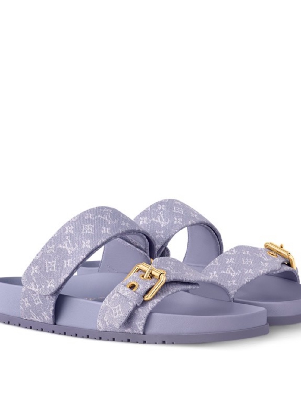 Louis Vuitton Lilac Monogram Double-Strap Slide Sandals - Picture 2 of 3